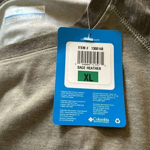 Columbia Men's Long Sleeve Raglan Tee Sage Heather XL - Picture 7 of 10